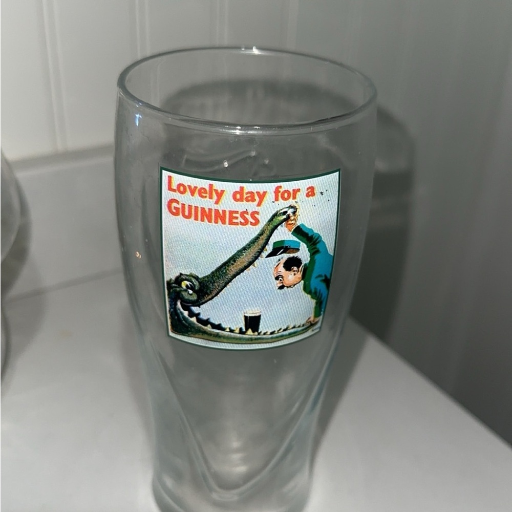 Guinness Glass with Retro Illustration